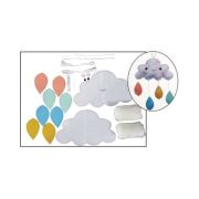 Set accesorii creatie nori fetru, 14cm, dublu, ac plastic, ata, lipici, vata sintetica, instructiuni