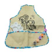 Set pictura - 4 piese - sort protectie haine iuta + paleta + 6 culori + pensula