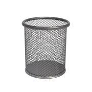 Suport instrumente de scris OFFICE COVER 802, cilindric, plasa metalica, argintiu