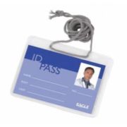 Suport ecuson cu snur Eagle EC004/6, orizontal, 110x70mm, plastic, transparent, set 12 buc