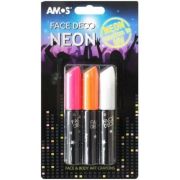 Face Deco AMOS Neon FD10B3-ND, set de 3 culori: roz, portocaliu, alb