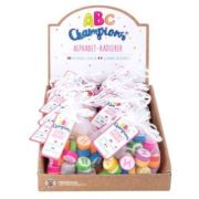 Radiera Trendhaus CH30286, rotunda, 15x15x5mm, diverse culori, model litere, sac cu 45 buc