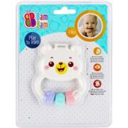 Jucarie bebelusi zornaitoare, ursulet, alb, Bam Bam 414225, 0+ luni