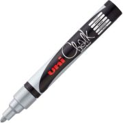 Marker cu creta UNI Chalk PWE-5M, varf rotund, 1. 8-2. 5mm, Argintiu