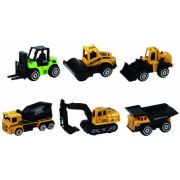 Macheta Die Cast, set 6 utilaje, diverse culori si modele, 1/64