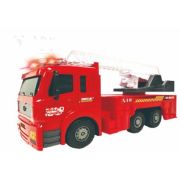 VEHICULE CU LUMINI, SUNETE SI FRICTIUNE, SCARA 1/6, 53 CM, AUTOSPECIALA POMPIERI ROSIE