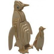 Puzzle lemn 3D - Pinguini, de colorat, Amos