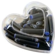 Patroane cerneala scurte (rezerve) Cresco 80047, cerneala albastra, cutie plastic inima cu 50 buc
