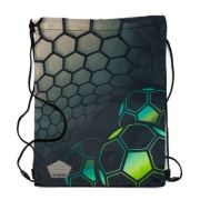 Rucsac cu snur pentru copii Starpak Football, negru cu verde, 38. 5x33 cm
