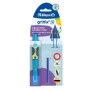 Stilou Graffix4 820349, varf M, alimentare rezerve, corp plastic, +1 rezerve, pentru dreptaci, neon blue, blister, Pelikan