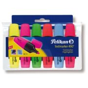 Set 6 textmarkers, culori fluorescente (galben, roz, verde, orange, albastru, rosu) 490 943316, varf tesit, 1-5mm, Pelikan