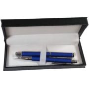 Set cadou stilou + pix Cresco Winner 880022 W-07, corp metalic albastru clips argintiu