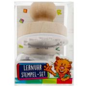 Stampila din lemn cu tusiera, tip ceas, 5x4cm, Trendhaus CH28708, natur