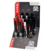 Stilou Cresco Love 4Ever E280092-R, penita iridium, alimentare rezerve, corp plastic diverse culori, model inimi