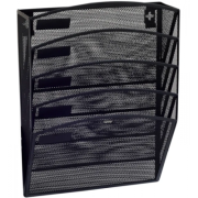 Suport documente Grand GR-080, 43. 5x30. 8x7. 8 cm, vertical, de perete, 5 compartimente, plasa metalica, negru