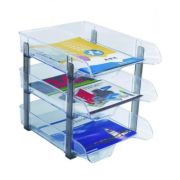 Tavita documente Ark 3093, 3 nivele, plastic, transparent cristal