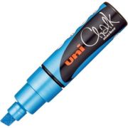 Marker cu creta UNI Chalk PWE-8K, varf tesit, 8. 0mm, Albastru metalizat
