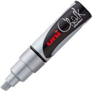 Marker cu creta UNI Chalk PWE-8K, varf tesit, 8. 0mm, Argintiu
