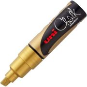 Marker cu creta UNI Chalk PWE-8K, varf tesit, 8. 0mm, Auriu