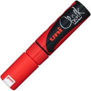 Marker cu creta UNI Chalk PWE-8K, varf tesit, 8. 0mm, Rosu fluorescent
