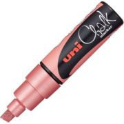 Marker cu creta UNI Chalk PWE-8K, varf tesit, 8. 0mm, Rosu metalizat