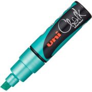 Marker cu creta UNI Chalk PWE-8K, varf tesit, 8. 0mm, Verde metalizat