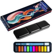 Acuarele 12 culori, cutie metal + pensula cu rezervor apa - NEBO