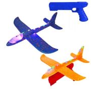 Pistol lansator cu avion din polistiren, led, 38 cm