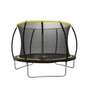 Trambulina pentru copii, Dunlop, plasa de protectie cu fermoar, dimensiuni 244x200 cm, negru/galben