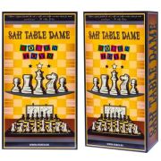 Joc 3 in 1: sah, table, dame, cutie lemn, 47x25 cm - Robentoys