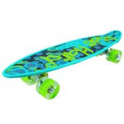 Placa skateboard cu roti silicon, led, turcoaz