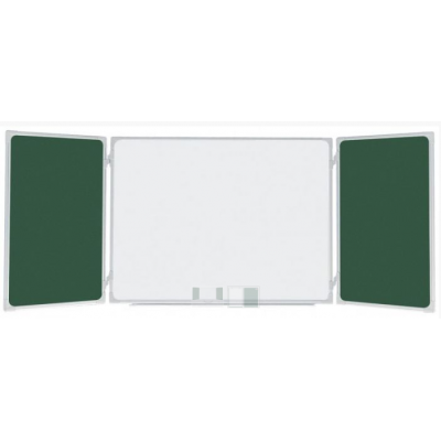 Tabla scolara triptica verde alba verde, metalo-ceramica magnetica, 1500x1200x3000mm (TSTAVE300)