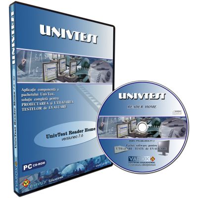 UnivTest Reader Home. Aplicatie completa a pachetului UnivTest, solutie completa pentru proiectarea si utilizarea testelor de evaluare. CD - Licenta individuala