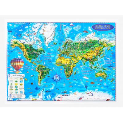 Harta Lumii pentru copii, proiectie 3D, format A3 (3DGHLCP430)
