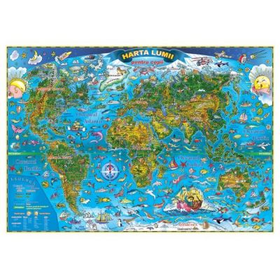 Harta lumii pentru copii 700x500mm, fara sipci (GHLCP70-L)