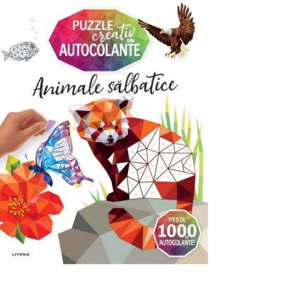 Animale salbatice. Puzzle creativ din autocolante