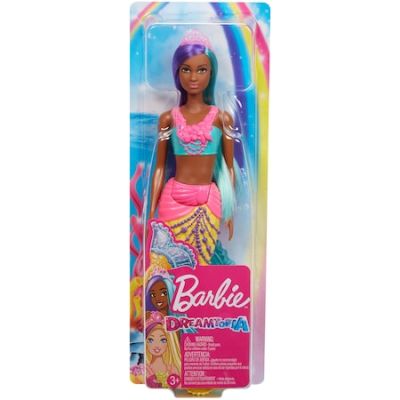 Papusa Barbie Sirena cu colier si coronita roz, Barbie