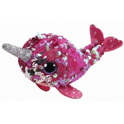 Jucarie de plus, Nellie Narval Roz cu Paiete, 10 cm, TY