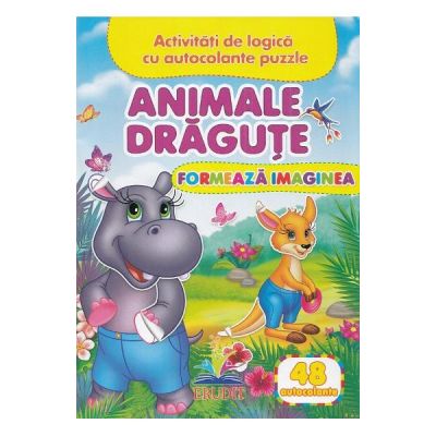 Formeaza imaginea. Animale dragute + 48 autocolante