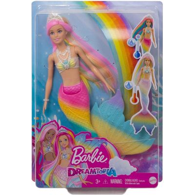 Papusa Barbie Dreamtopia sirena isi schimba culoarea