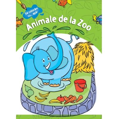 Animale de la Zoo. Carte de colorat cu apa
