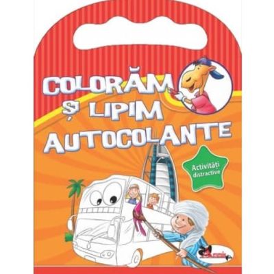 Coloram si lipim autocolante. Activitati distractive (portocaliu)