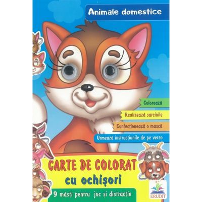 Animale domestice-Carte de colorat cu ochisori