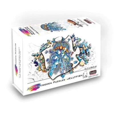 Puzzle din lemn multicolorat. Meduza, 106 piese