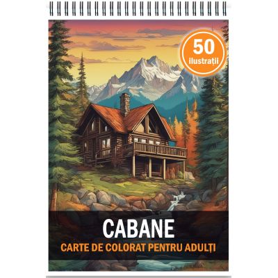 Carte de colorat, 50 de ilustratii, Cabane