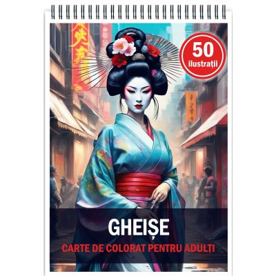 Carte de colorat, 50 de ilustratii, Gheise