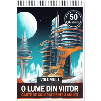 Carte de colorat cu 50 de ilustratii, O lume din viitor, Volumul 1