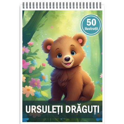 Carte de colorat, 50 de ilustratii, Ursuleti draguti