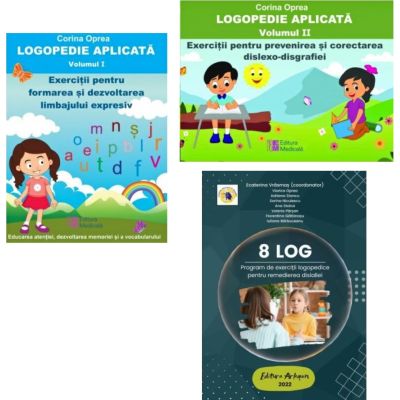 Pachet complet de logopedie aplicata (vol. 1 și vol. 2) si exercitii logopedice pentru remedierea dislaliei - Corina Oprea, Ecaterina Vrasmas