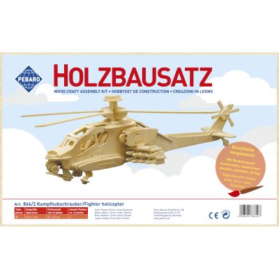 Kit constructie din lemn, elicopter de lupta, 86 piese, Pebaro 866/2